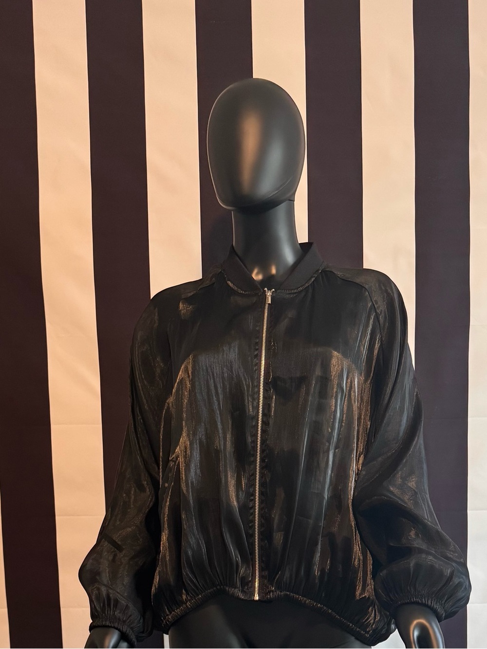 Zara Black Shimmer Bomber Jacket